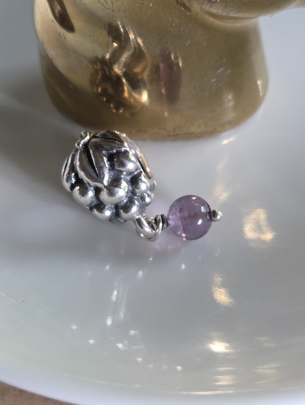 Pandora Cabernet Grape Charm with Amethyst Dangle